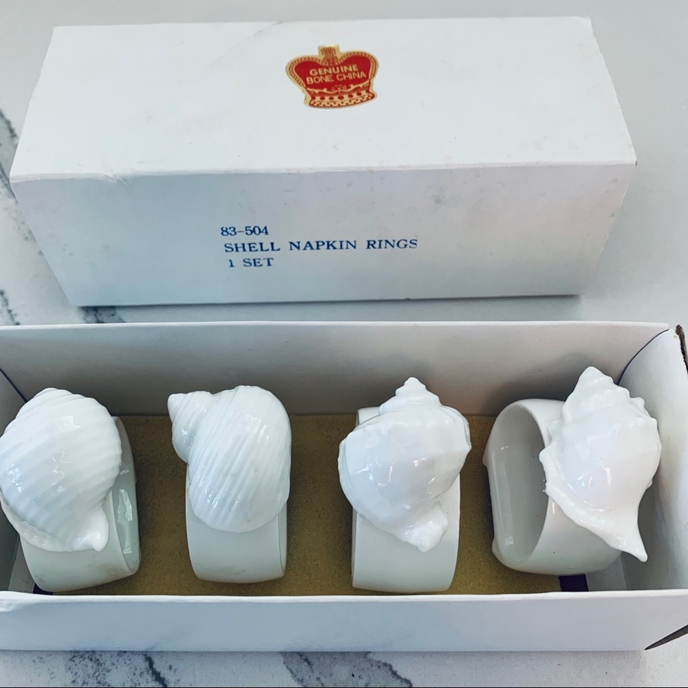 4 Bone China "Beachcomber" Shell Napkin Rings - Picture 2 of 14